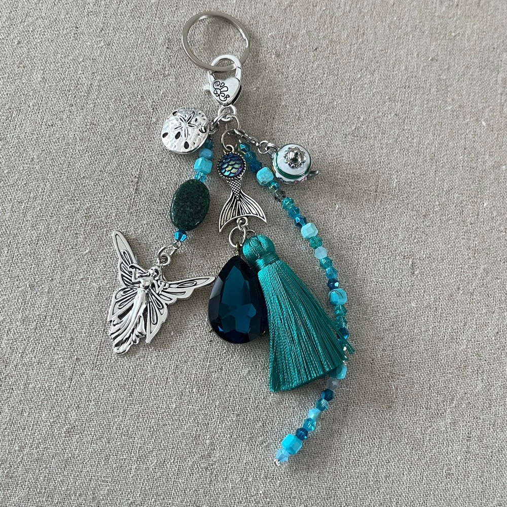 Bag Charm Handmade Aqua Tea Fairie